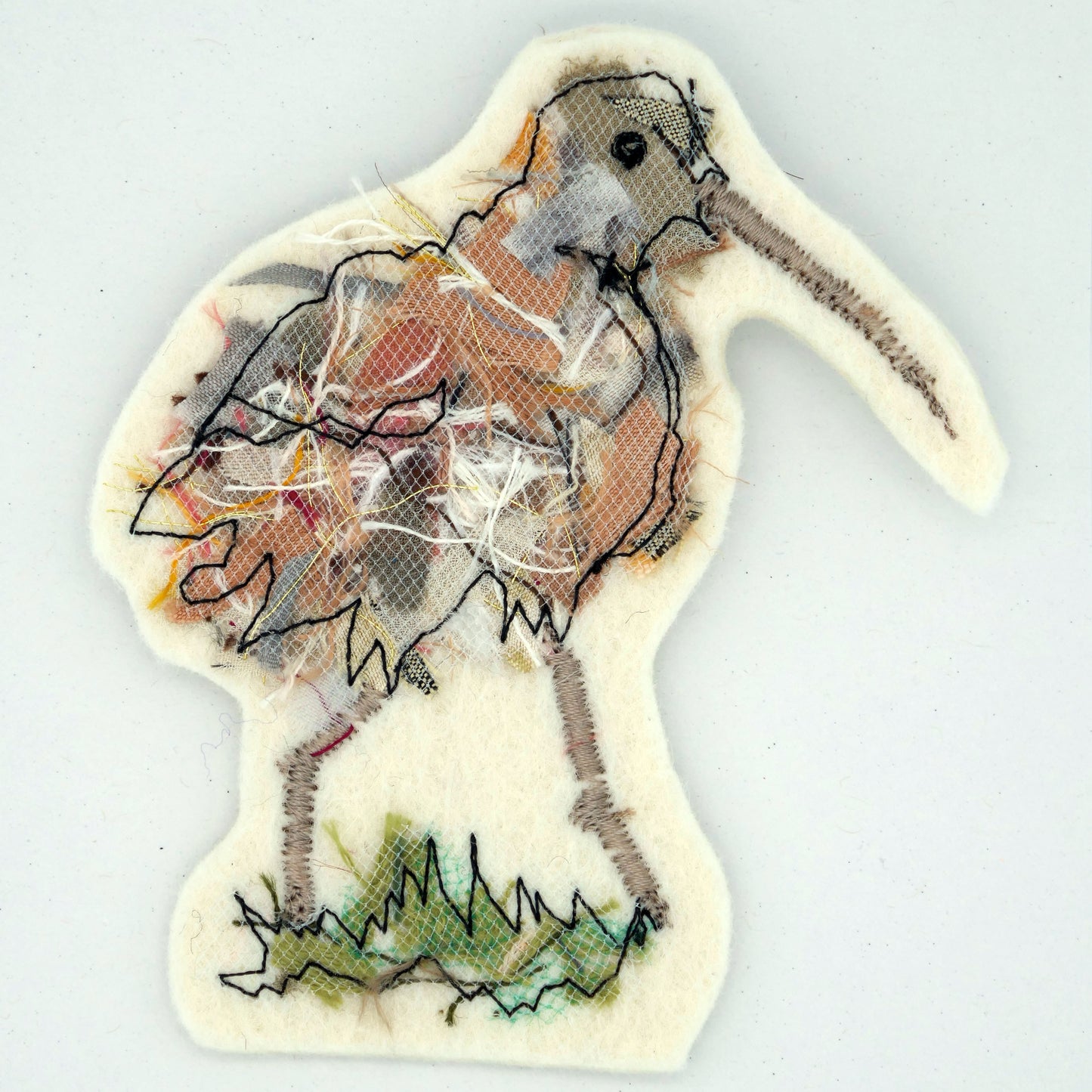 Curlew Stitched Brooch