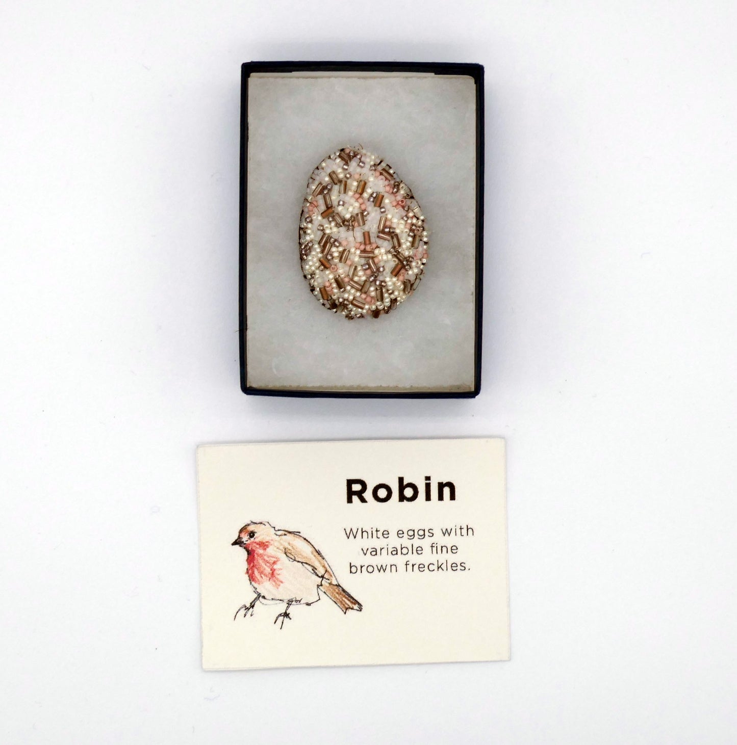 Beaded Egg Brooch - Robin