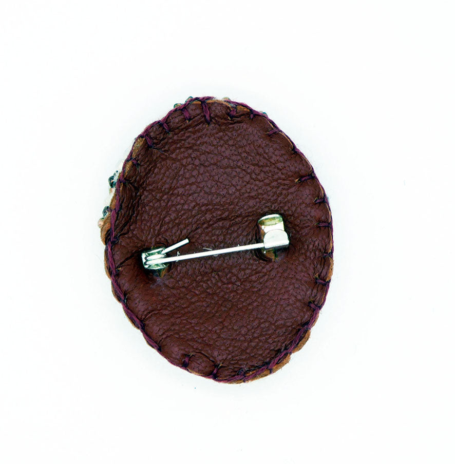 Beaded Egg Brooch - House Sparrow