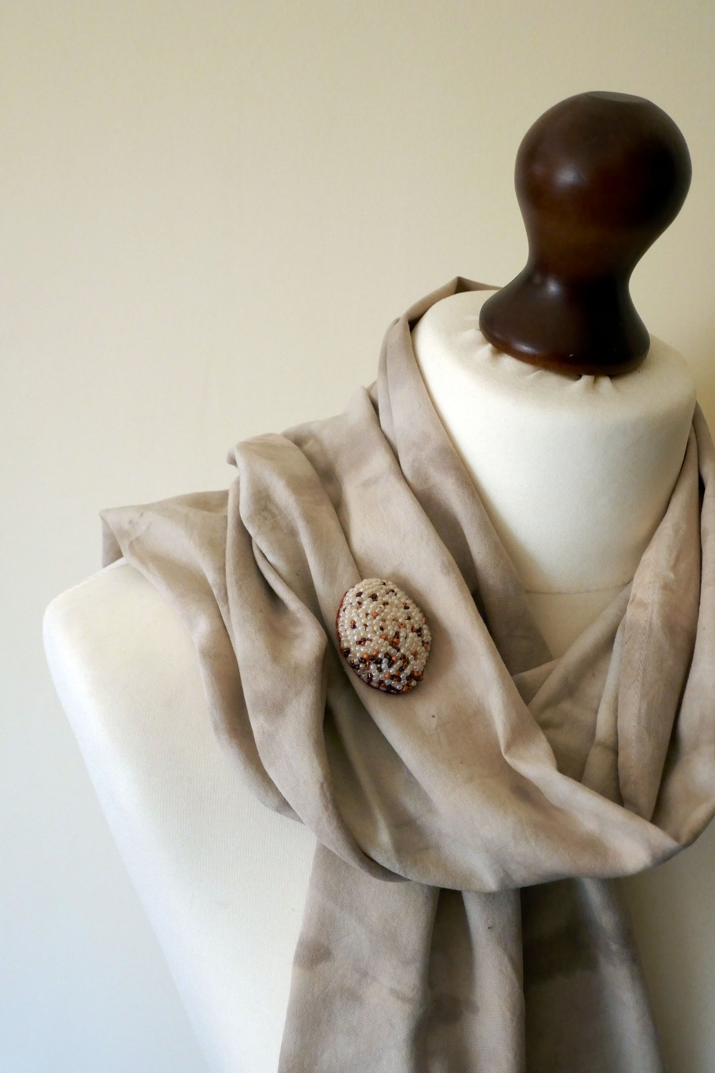 Beaded Egg Brooch - House Sparrow
