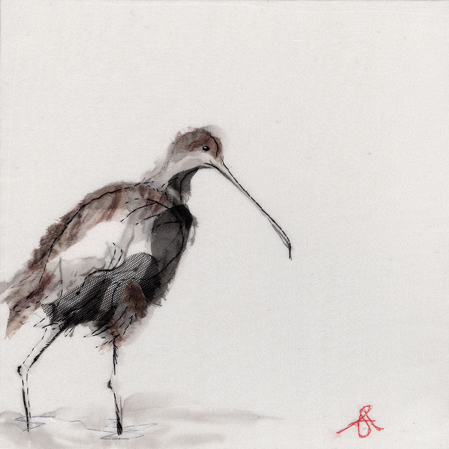 Curlew Shows His Face - Original Stitched Art