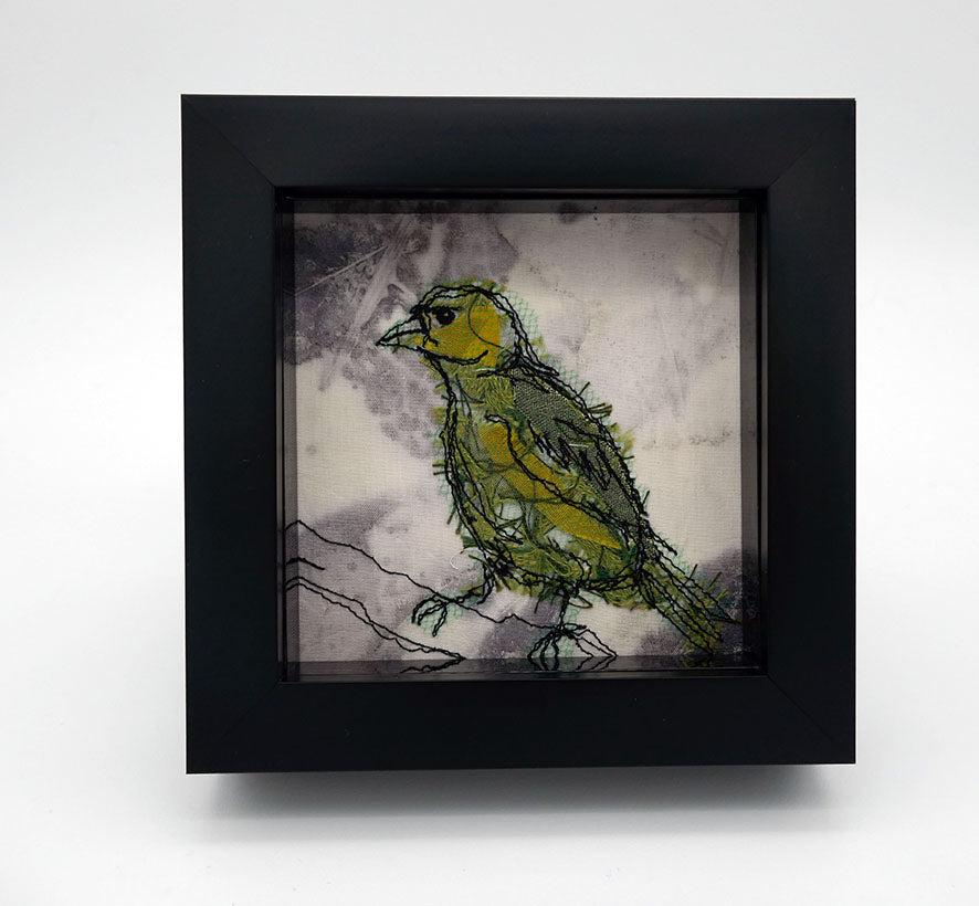 Mini Greenfinch No. 1 - Original Stitched Art