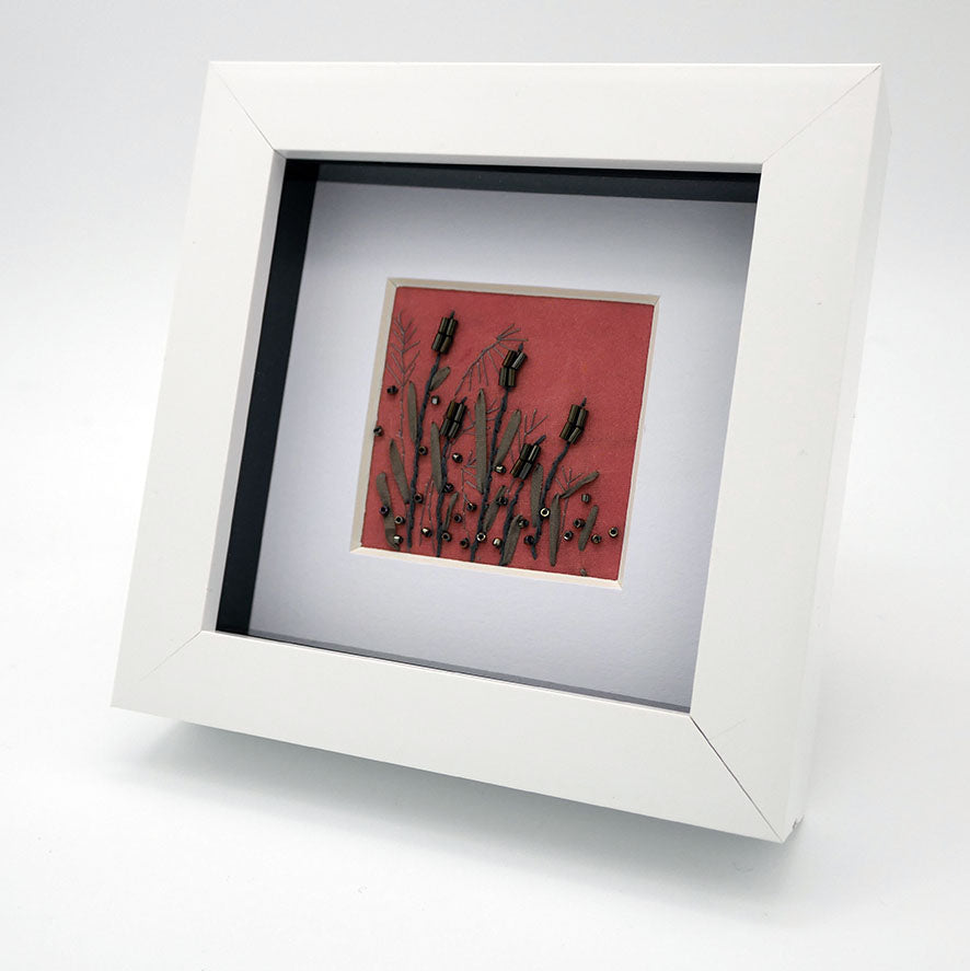 Mini Habitat Reed Bed - Original Stitched Art