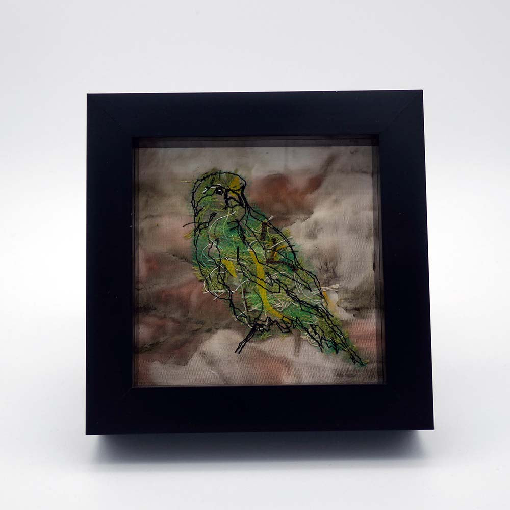 Mini Greenfinch No. 2 - Original Stitched Art