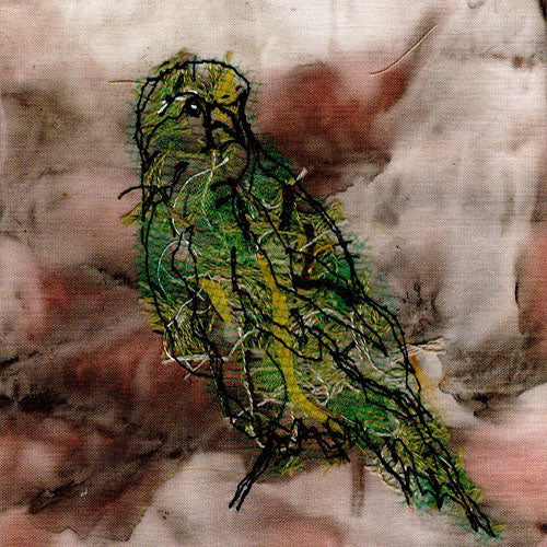 Mini Greenfinch No. 2 - Original Stitched Art