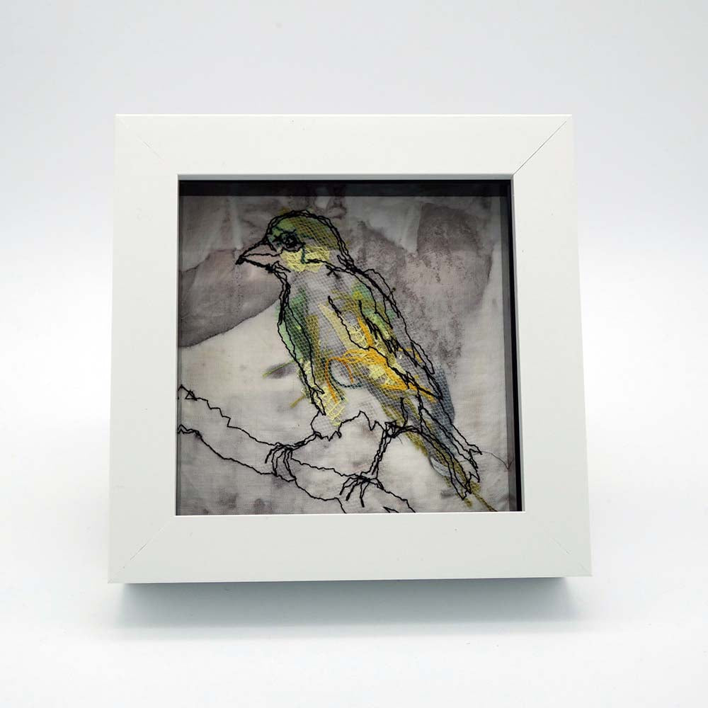 Mini Greenfinch No. 1 - Original Stitched Art
