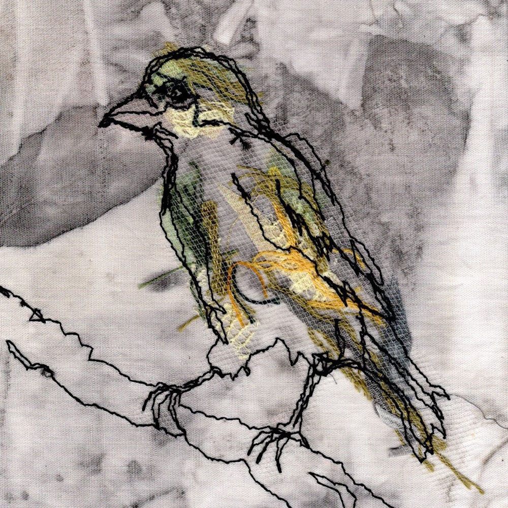 Mini Greenfinch No. 1 - Original Stitched Art