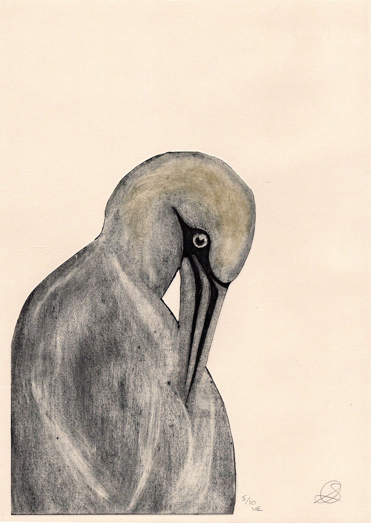 Gannet Collagraph - Handmade print