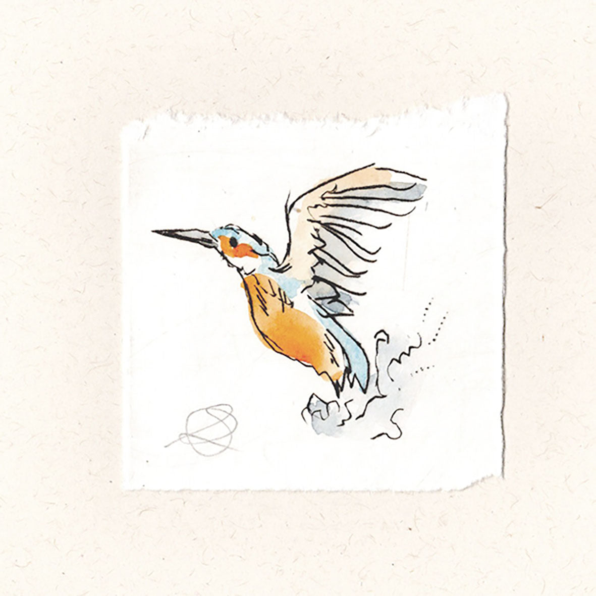 Kingfisher - Hand Printed Greeting Card