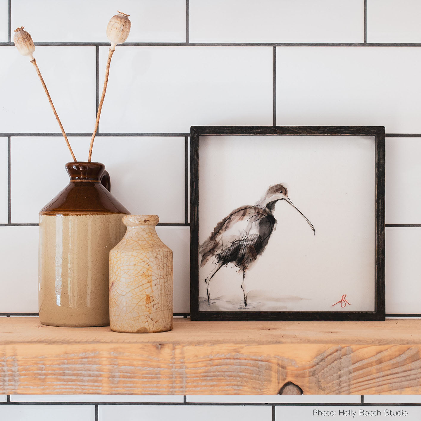 Curlew Shows His Face - Original Stitched Art