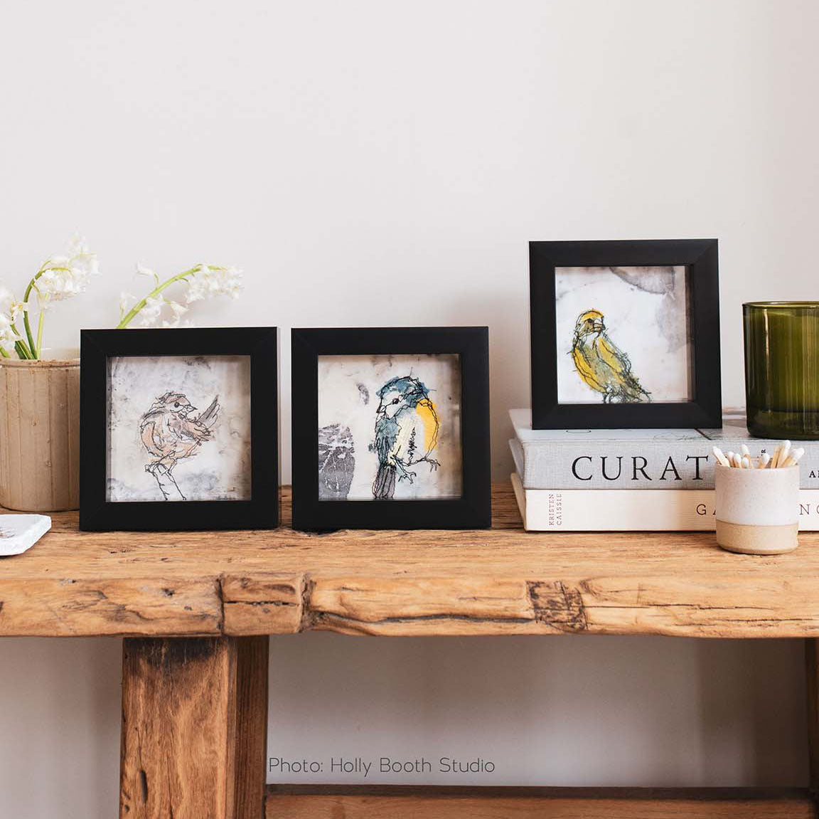 Mini Greenfinch No. 1 - Original Stitched Art