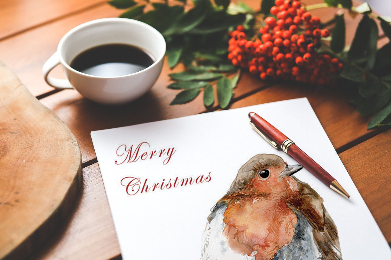 Christmas Robin Standing - Greeting Card