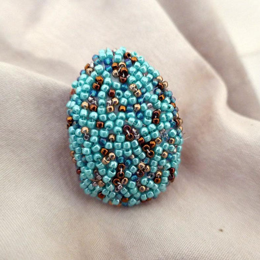 Beaded Egg Brooch - Blackbird