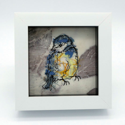 Mini Blue Tit - Original Stitched Art