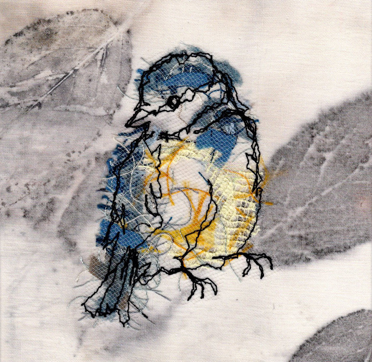 Mini Blue Tit - Original Stitched Art