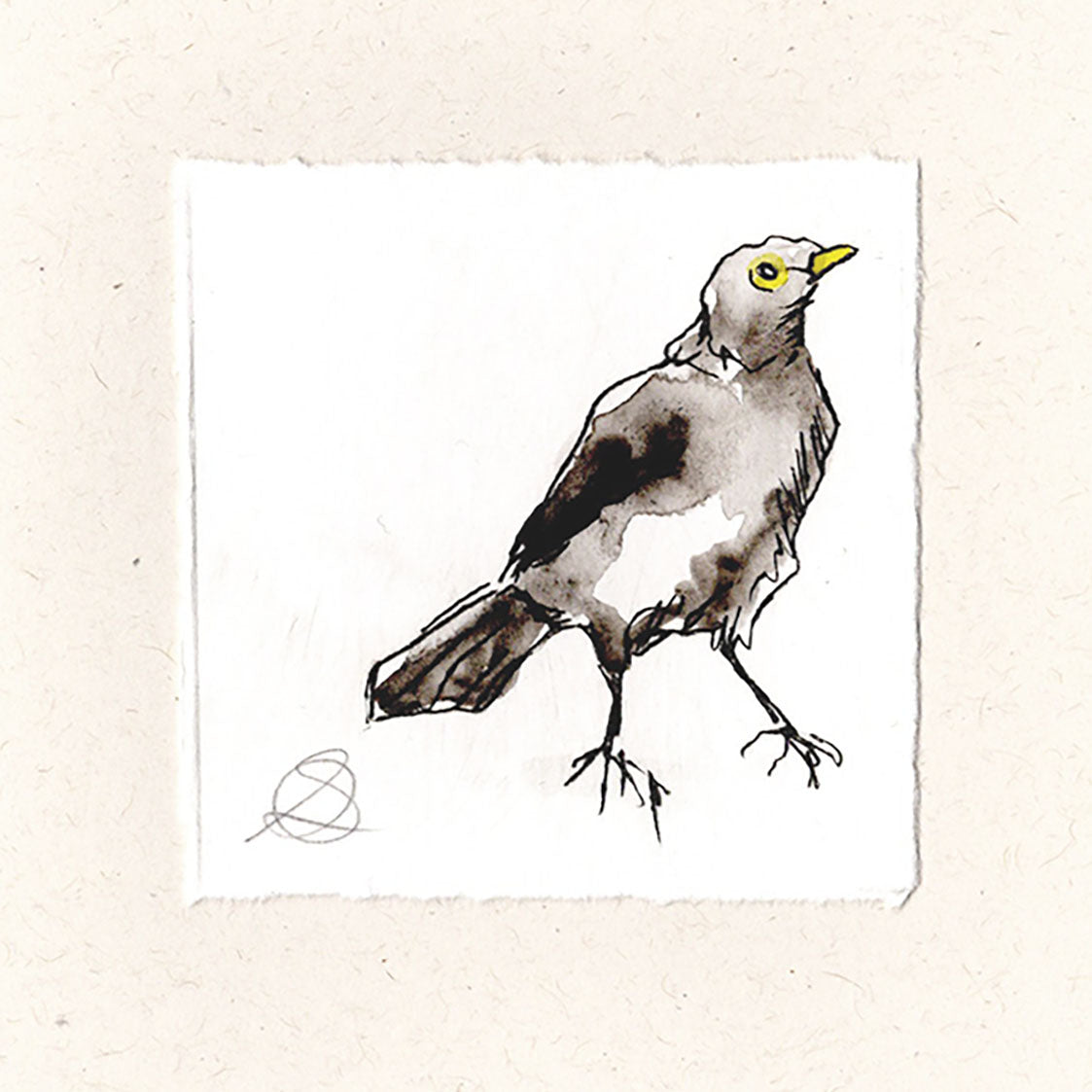 Blackbird - Hand Printed Greeting Card