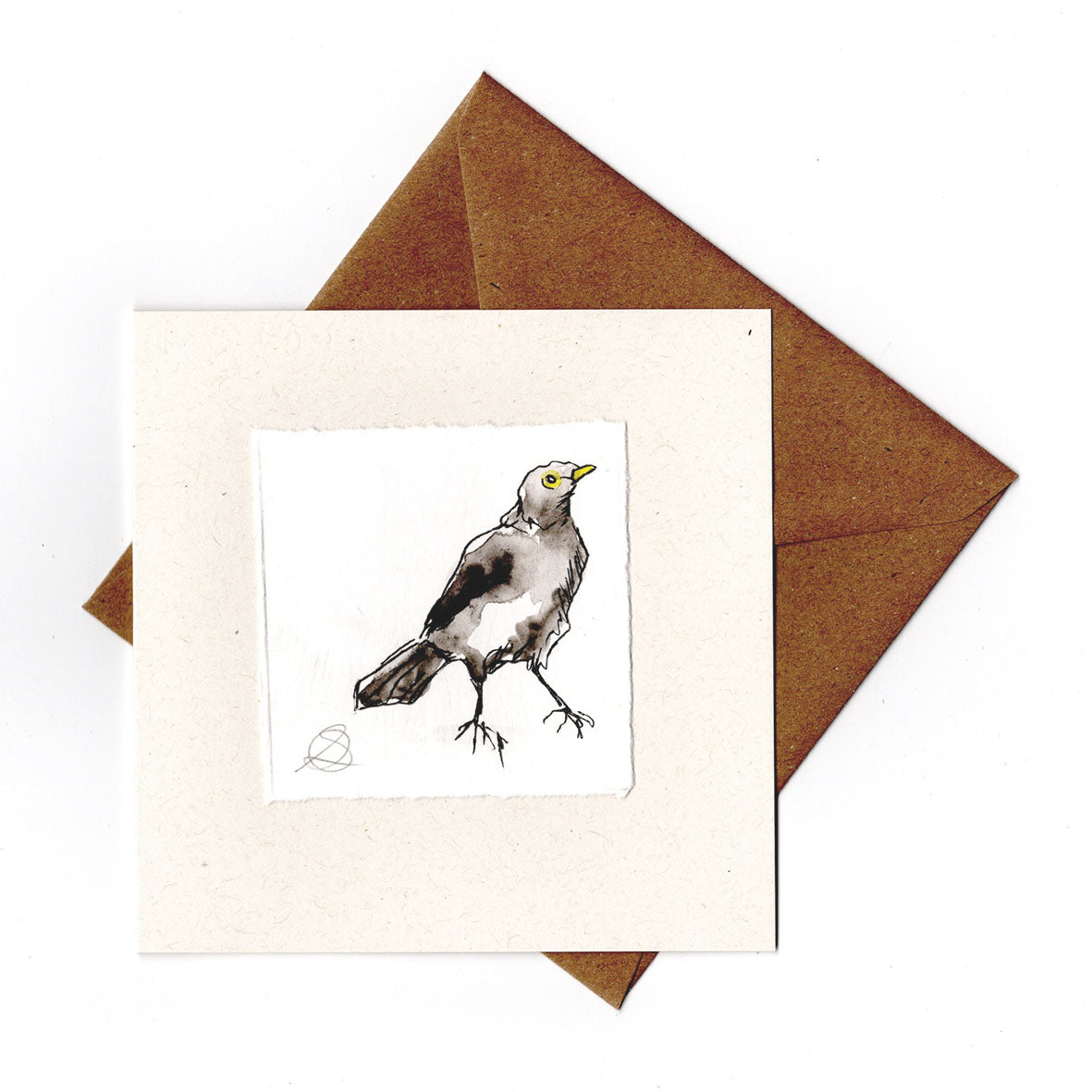 Blackbird - Hand Printed Greeting Card