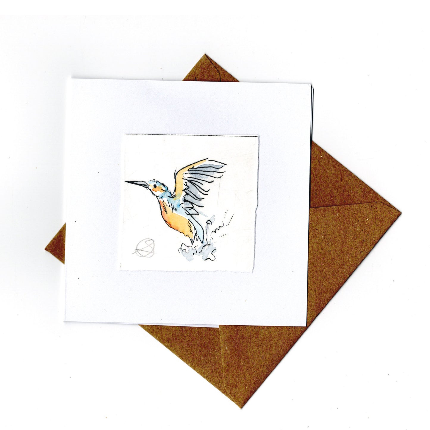Kingfisher - Hand Printed Greeting Card
