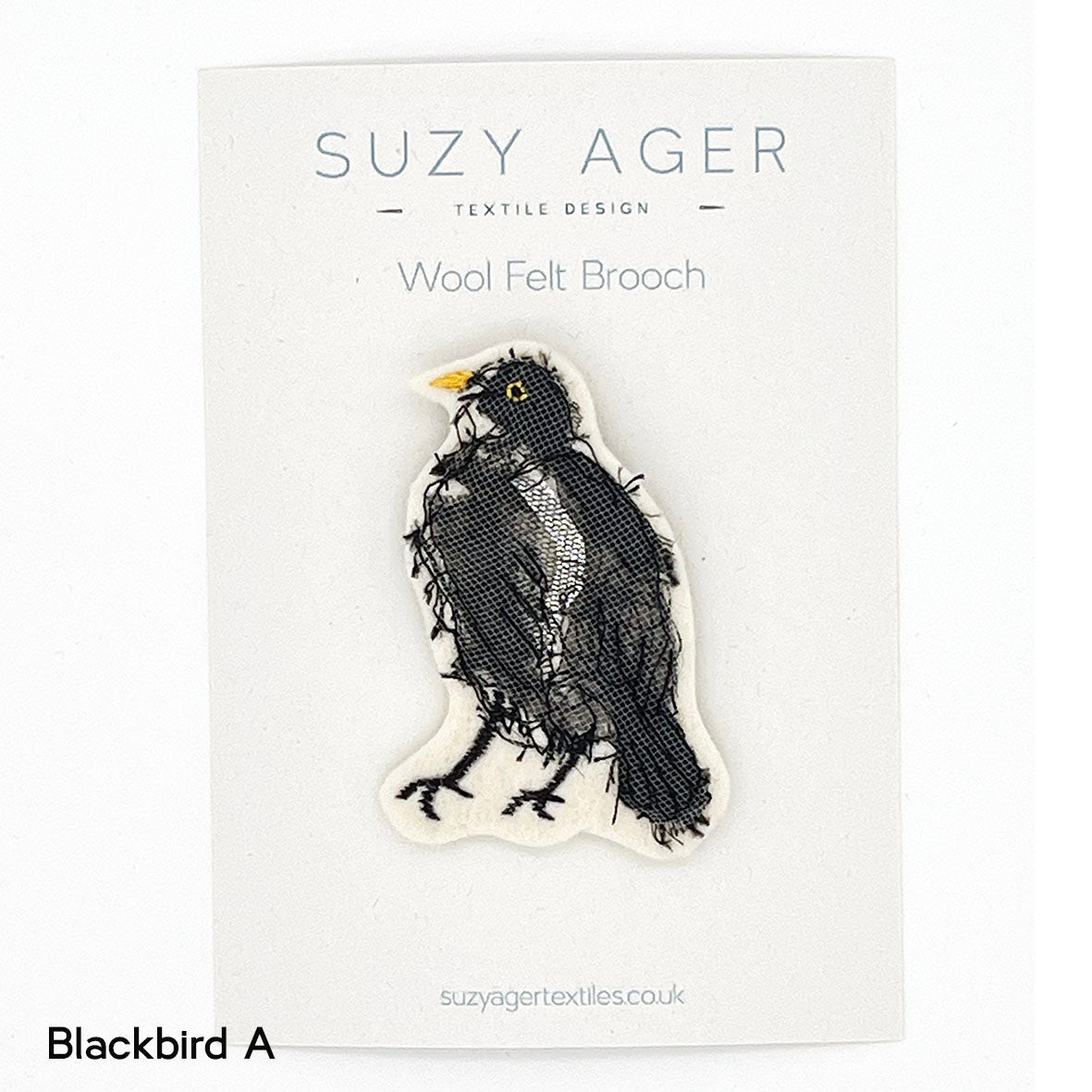 Blackbird Stitched Brooch