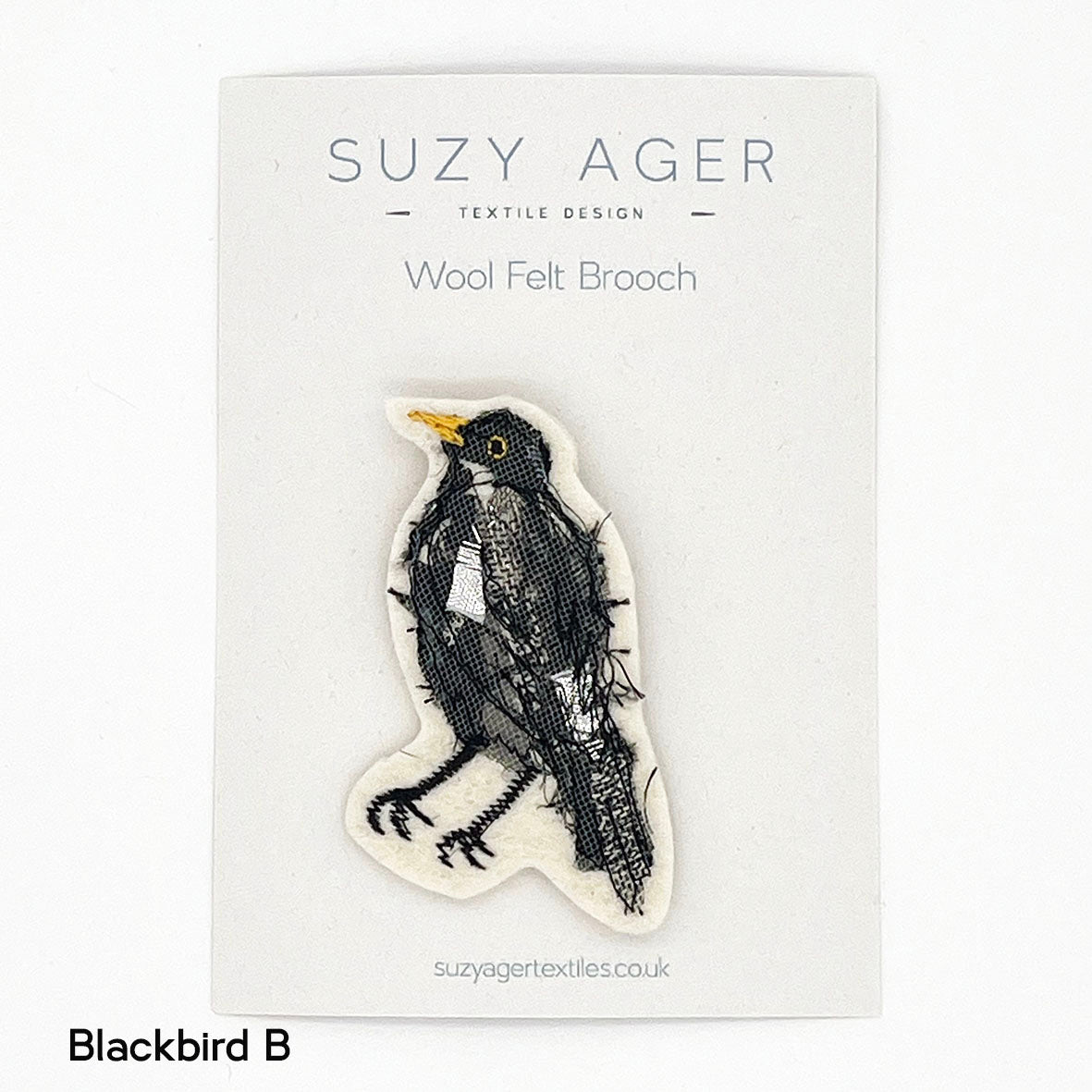 Blackbird Stitched Brooch