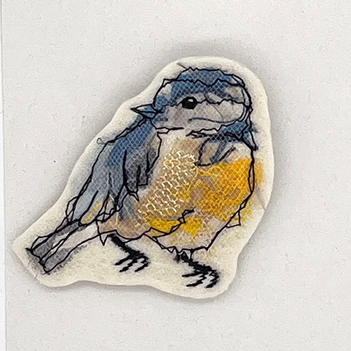 Blue Tit Stitched Brooch